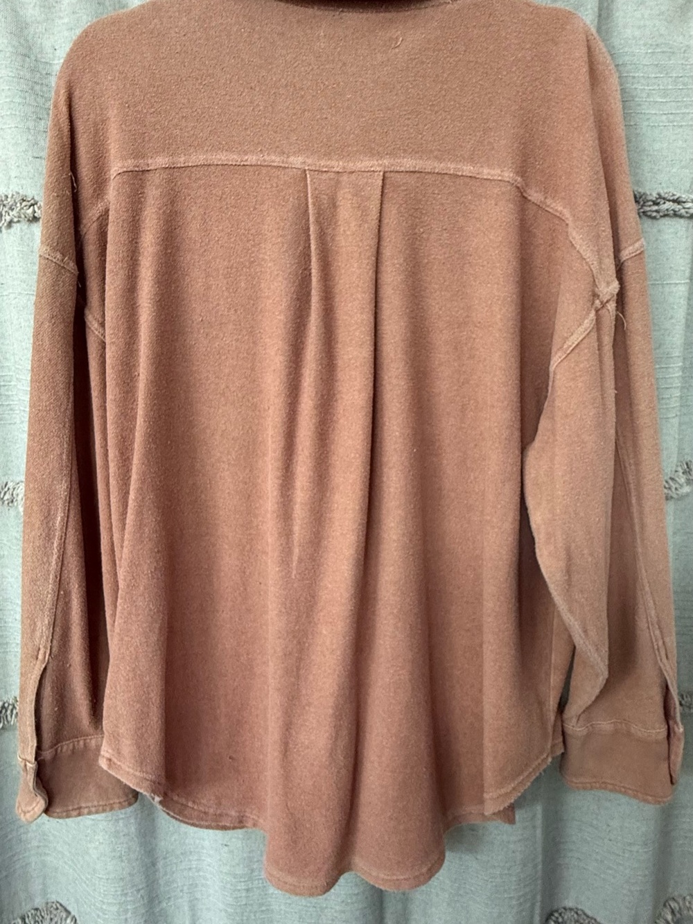 Mustard Seed Distressed Woman's Dusty Rose Button Up Long Sleeve Shirt-SIZE M - Picture 2 of 5